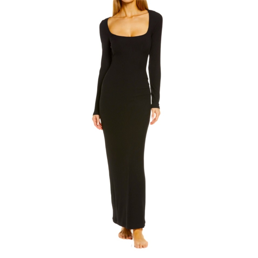 SKIMS Onyx Soft Lounge Long Sleeve Maxi Dress - Sz M